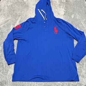 Polo Ralph Lauren Hoodie Mens XXL Big Pony Embroidered Rugby Henley Pullover